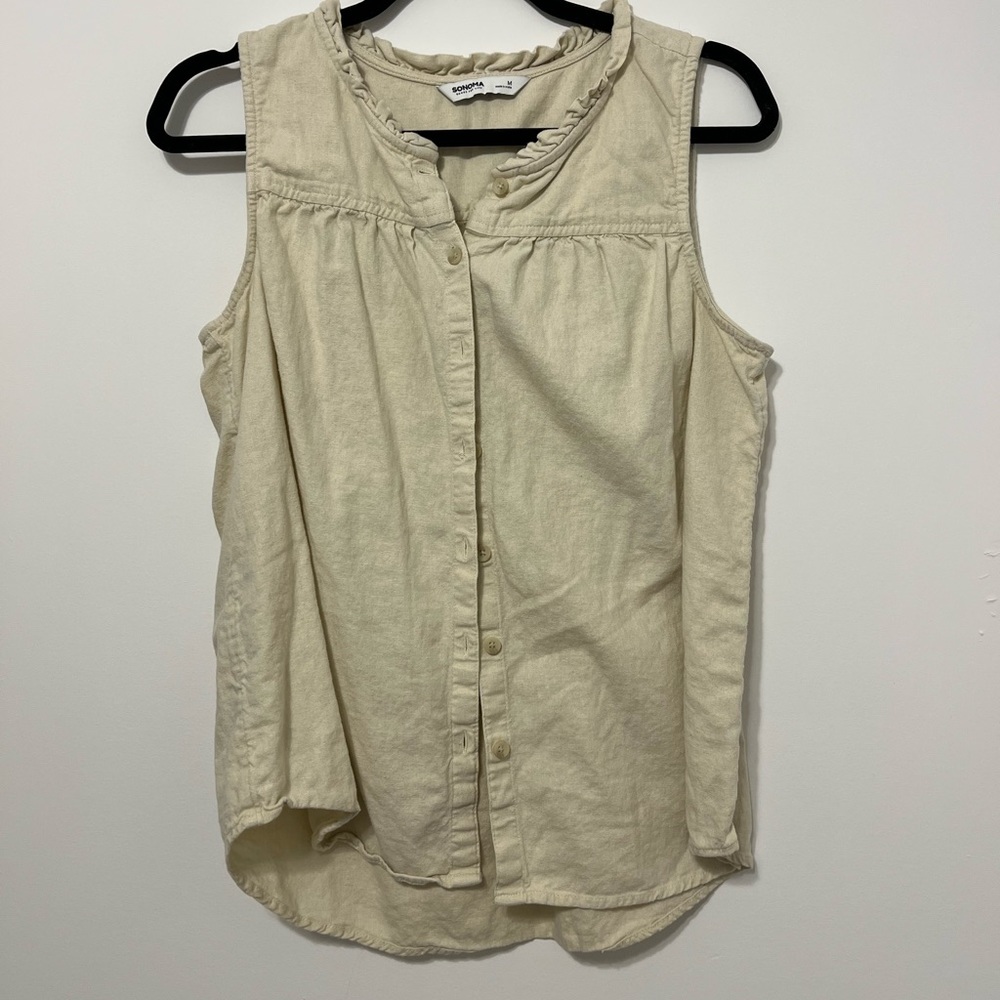 Button up cream tank top